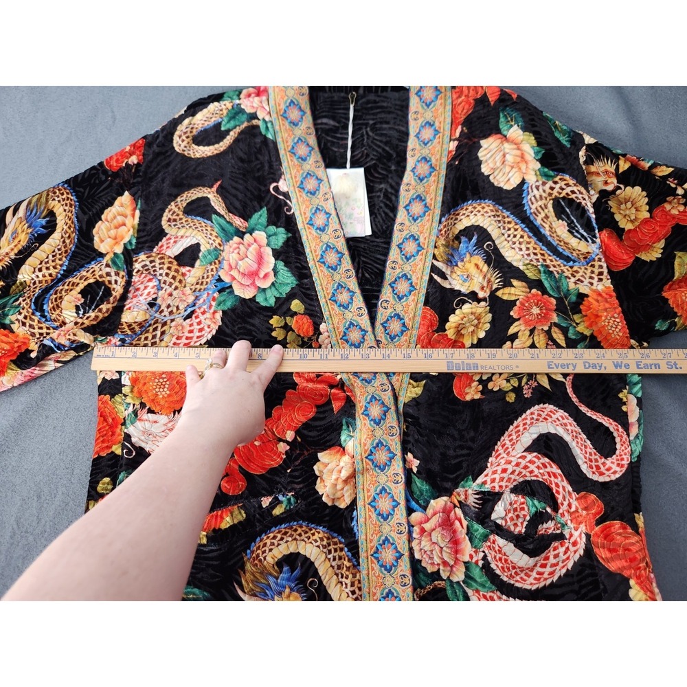 Johnny Was Merhawi Reversible Kimono XXL Black Burnout Velvet Dragon Floral NEW - Picture 7 of 16